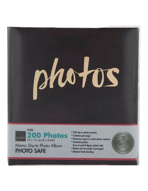 Profile Moda 200x 4x6in (10x15cm) Photo Album Black -Home Décor Sales