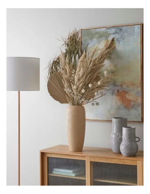 Dried Cut Fan Palm 90cm Artificial Stem Natural -Home Décor Sales