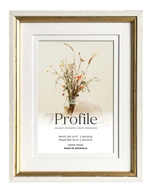 Profile Bonjour Timber Photo Frame 12x16"/8x12" White Gold -Home Décor Sales