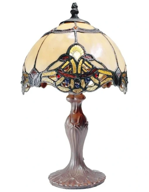 Benita Small Tiffany Table Lamp Beige -Home Décor Sales