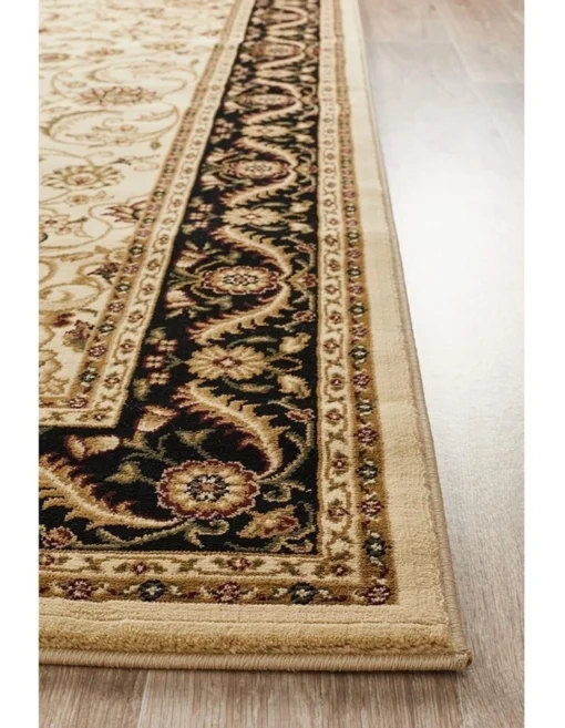 Sydney Collection Medallion Rug Ivory With Black Border -Home Décor Sales