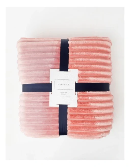 Heritage Chunky Rib Mink Blanket In Blush -Home Décor Sales