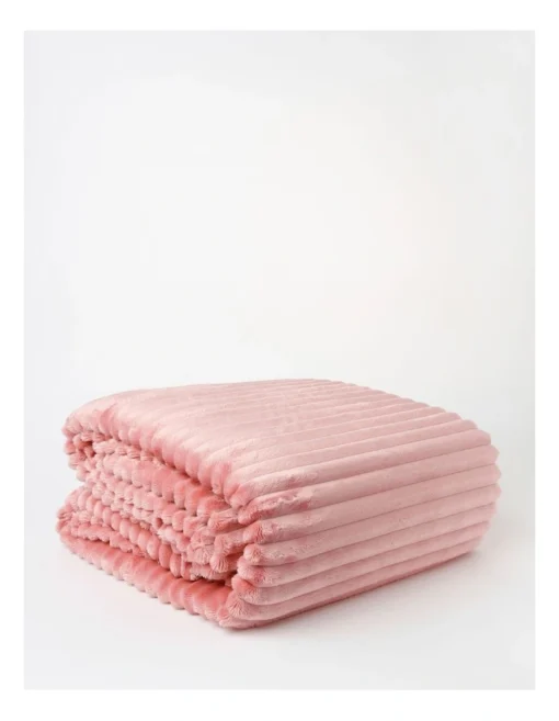 Heritage Chunky Rib Mink Blanket In Blush -Home Décor Sales
