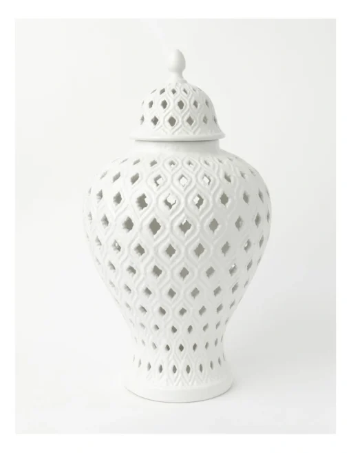 Heritage Marcella Ginger Jar 46cm In White -Home Décor Sales