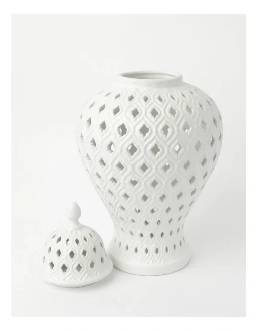 Heritage Marcella Ginger Jar 46cm In White -Home Décor Sales