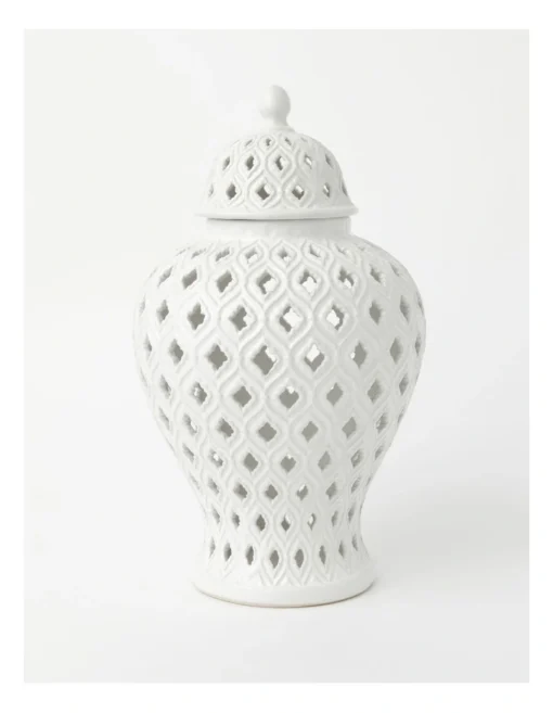 Heritage Marcella Ginger Jar 33cm In White -Home Décor Sales