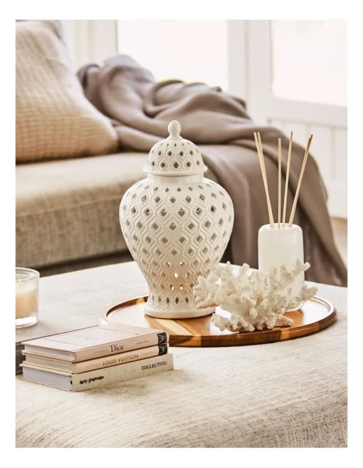 Heritage Marcella Ginger Jar 33cm In White -Home Décor Sales