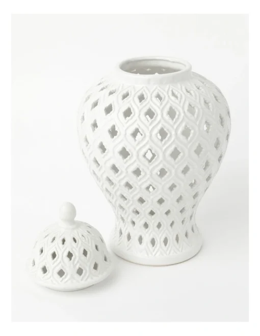 Heritage Marcella Ginger Jar 33cm In White -Home Décor Sales
