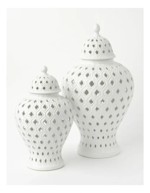 Heritage Marcella Ginger Jar 33cm In White -Home Décor Sales
