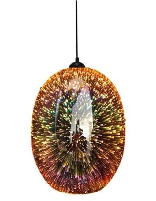 Moravian Glass Oval Pendant Light Copper -Home Décor Sales