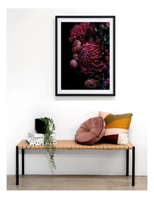 Waratah Bouquet Black Frame -Home Décor Sales