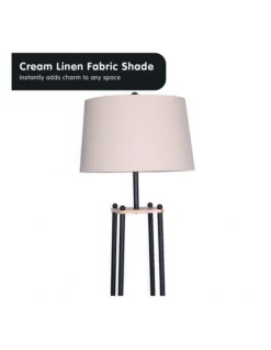 Metal Etagere Floor Lamp With Wood Shelf Light Cream Linen Fabric Shade -Home Décor Sales 828974800 4 720x928