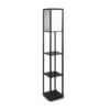 Etagere Floor Lamp Shelves Black Frame Tapered Linen Brown Fabric Shade Stand -Home Décor Sales 828975340 1 1 720x928
