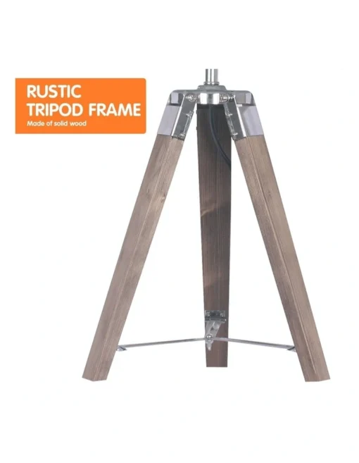 Wooden Tripod Table Lamp With Black Linen Taper Fabric Round Shade Reading Light -Home Décor Sales