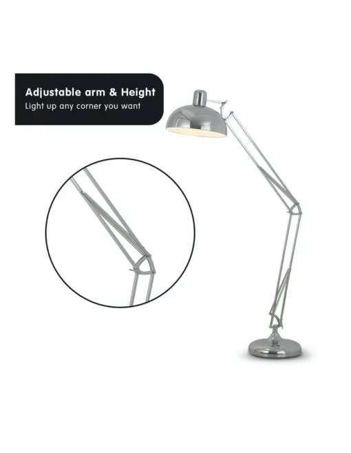 Architect Spot Lamp With Adjustable Height Metal Half Globe Silver Reading Light -Home Décor Sales