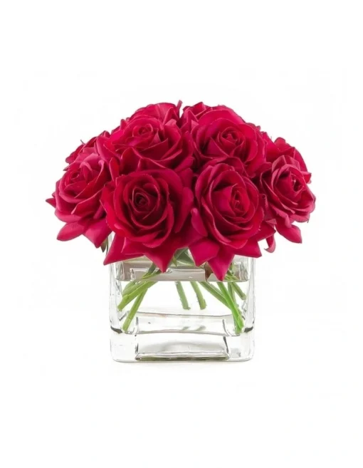 Real Touch Faux Silk Red Rose Arrangement -Home Décor Sales