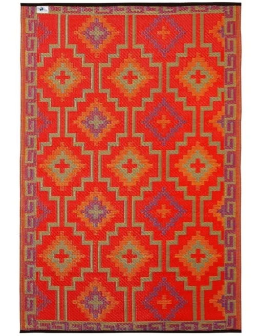 120x179cm Lhasa Orange & Violet Recycled Plastic Outdoor Rug And Mat -Home Décor Sales