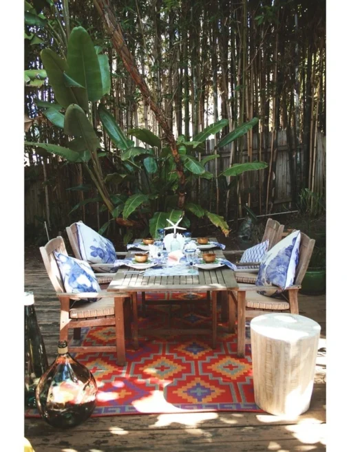120x179cm Lhasa Orange & Violet Recycled Plastic Outdoor Rug And Mat -Home Décor Sales