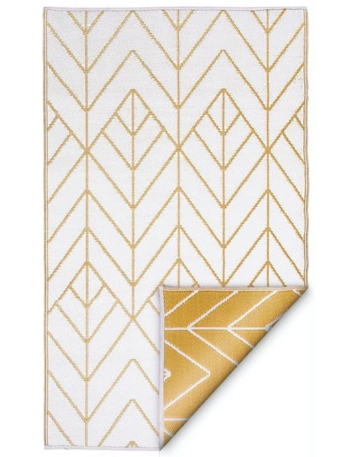 120x179 Cm Recycled Plastic Outdoor Rug And Mat Reversible Waterproof Sydney Gold And Cream -Home Décor Sales
