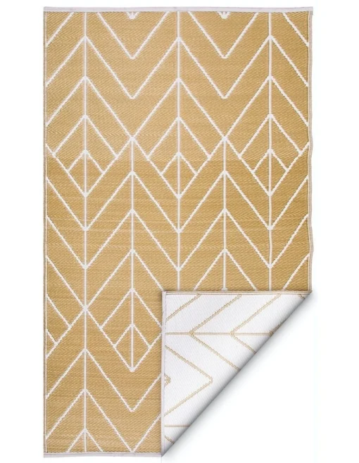 120x179 Cm Recycled Plastic Outdoor Rug And Mat Reversible Waterproof Sydney Gold And Cream -Home Décor Sales