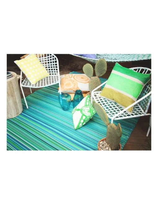 120x179cm Cancun Aqua Recycled Plastic Outdoor Rug And Mat -Home Décor Sales