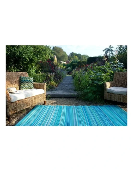 120x179cm Cancun Aqua Recycled Plastic Outdoor Rug And Mat -Home Décor Sales