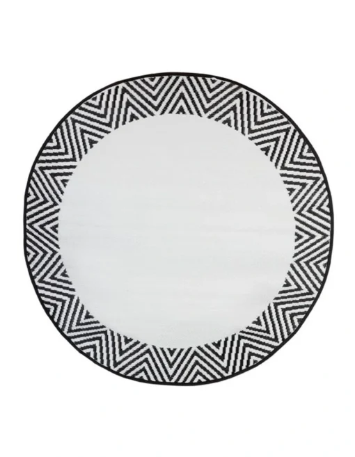 180 CM Recycled Plastic Round Outdoor Rug Waterproof Reversible Olympia Black -Home Décor Sales