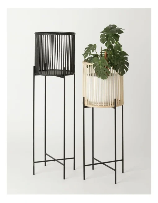 Pulse 80cm Natural Bamboo & Metal Planter Stand -Home Décor Sales