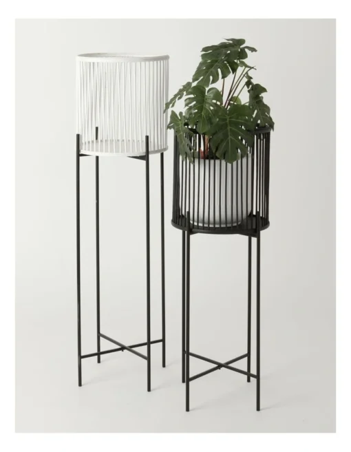 Pulse 80cm Black Bamboo And Metal Planter Stand -Home Décor Sales
