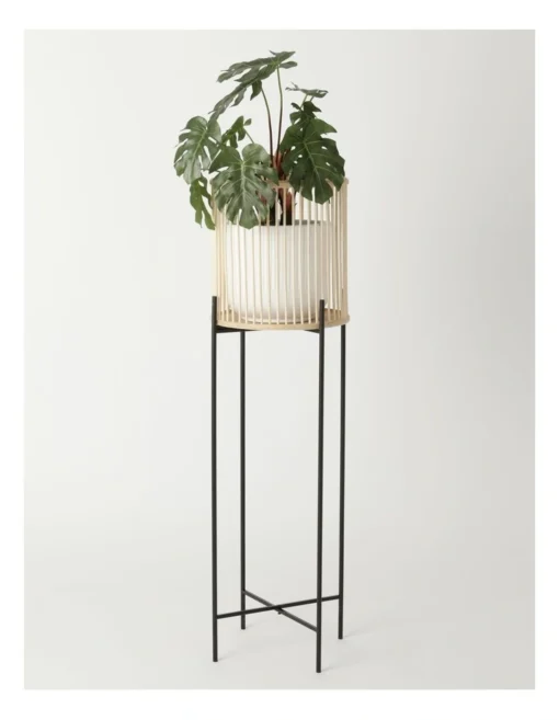 Pulse 100cm Natural Bamboo And Metal Planter Stand -Home Décor Sales