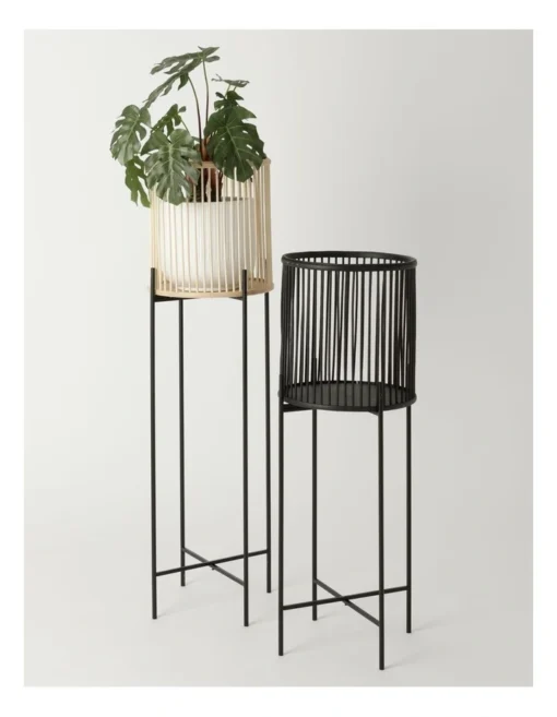 Pulse 100cm Natural Bamboo And Metal Planter Stand -Home Décor Sales
