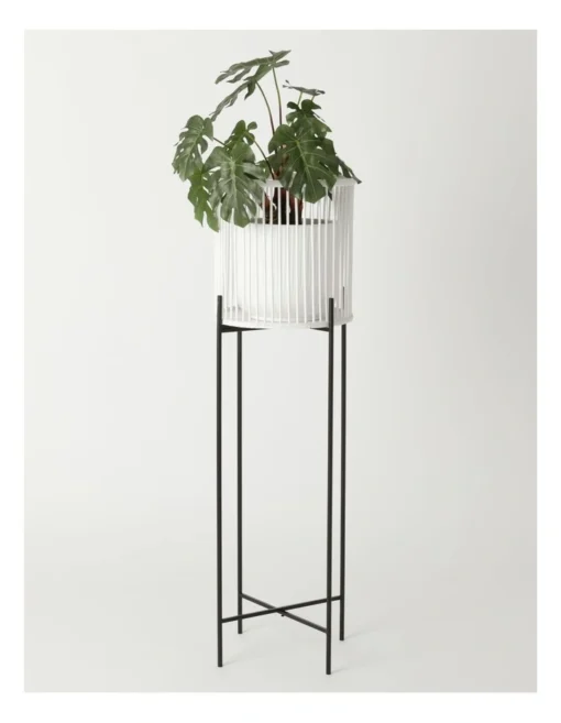 Pulse 100cm White Bamboo And Metal Planter Stand -Home Décor Sales