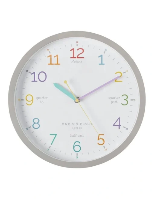 Learn The Time Grey 30Cm Silent Wall Clock -Home Décor Sales