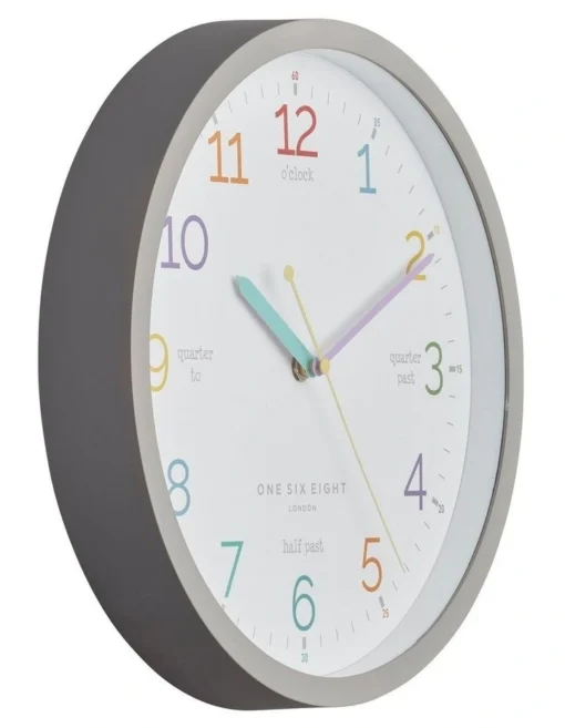 Learn The Time Grey 30Cm Silent Wall Clock -Home Décor Sales