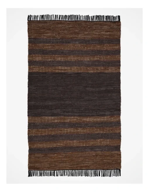 Jeno Hand Woven Rug Leather/Cotton 160x230cm Taupe -Home Décor Sales