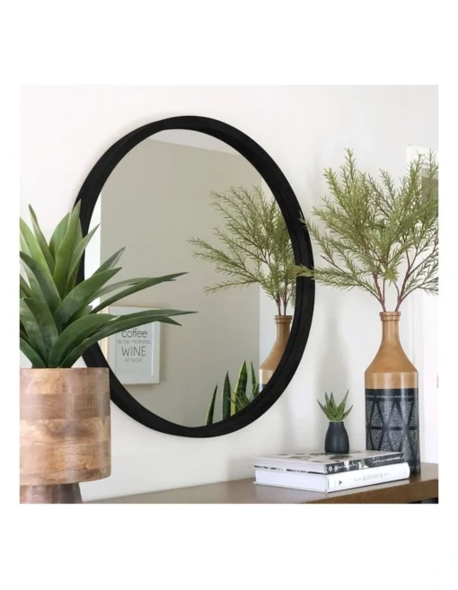Tina 80cm Black Solid Wood Mirror -Home Décor Sales