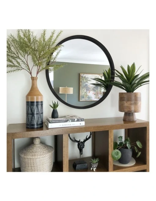 Tina 80cm Black Solid Wood Mirror -Home Décor Sales