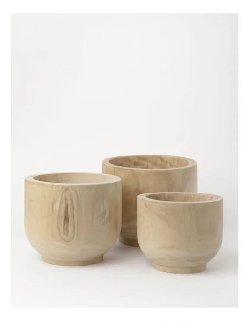 Wooden Planter Pot 16cm In Natural -Home Décor Sales