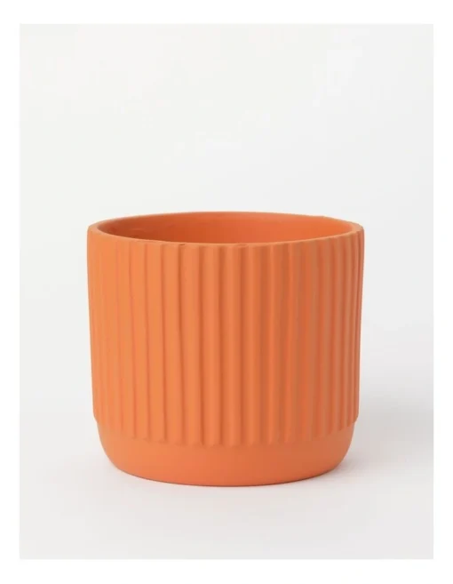 Dakota Ribbed Terracotta Planter Pot 14cm In Burnt Orange -Home Décor Sales