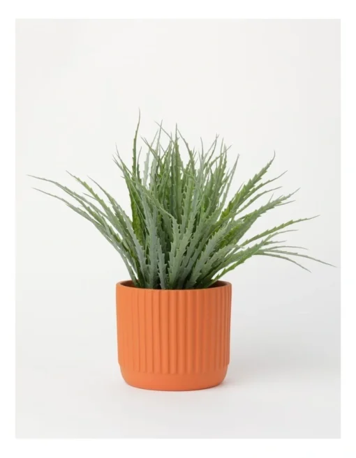 Dakota Ribbed Terracotta Planter Pot 14cm In Burnt Orange -Home Décor Sales