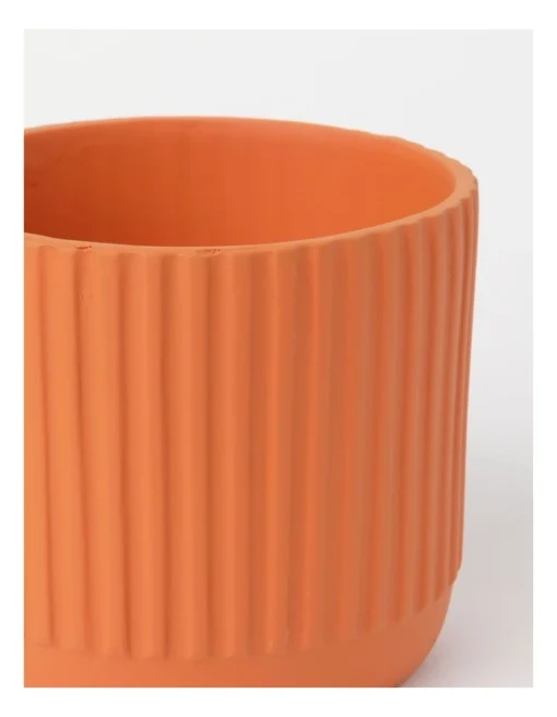 Dakota Ribbed Terracotta Planter Pot 14cm In Burnt Orange -Home Décor Sales