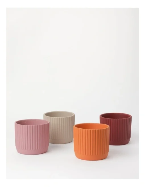 Dakota Ribbed Terracotta Planter Pot 14cm In Burnt Orange -Home Décor Sales