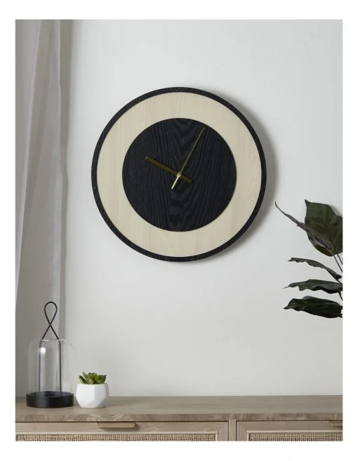 Mont Albert Clock 40cm Black & Natural -Home Décor Sales