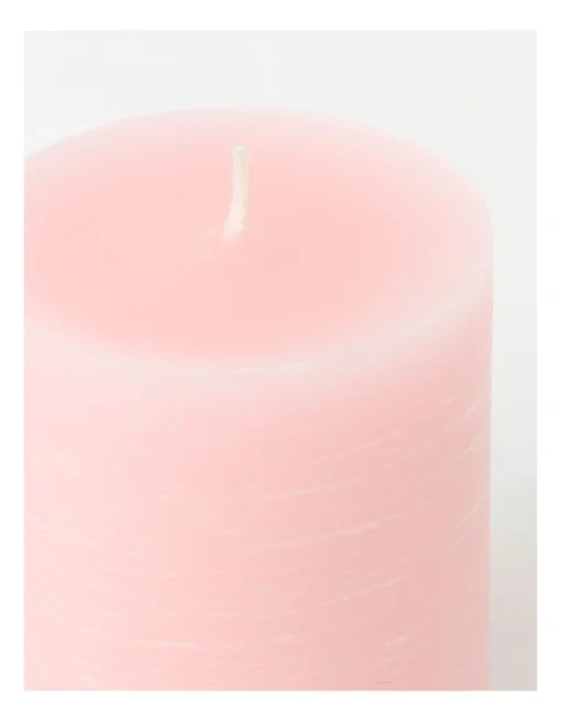 Heritage Rustic Scented Pillar Candle Indian Rose & Sweet Almond 9cm In Pink -Home Décor Sales