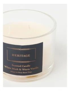 Heritage Candle In Glass Jar White Musk & Warm Vanilla 8cm In Ivory -Home Décor Sales 868372750 3 720x928