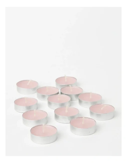 Heritage Indian Rose & Sweet Almond Scented Tealight Candles Set Of 12 In Pink -Home Décor Sales
