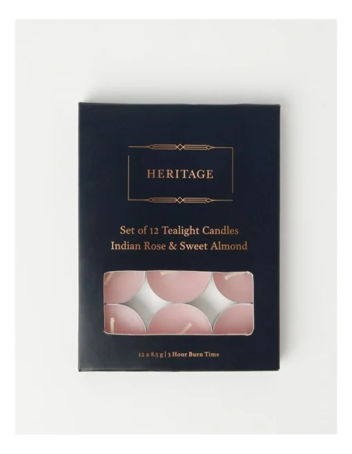 Heritage Indian Rose & Sweet Almond Scented Tealight Candles Set Of 12 In Pink -Home Décor Sales