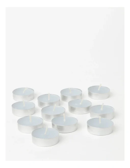 Heritage White Cotton Blossom Scented Tealight Candles Set Of 12 In Grey -Home Décor Sales