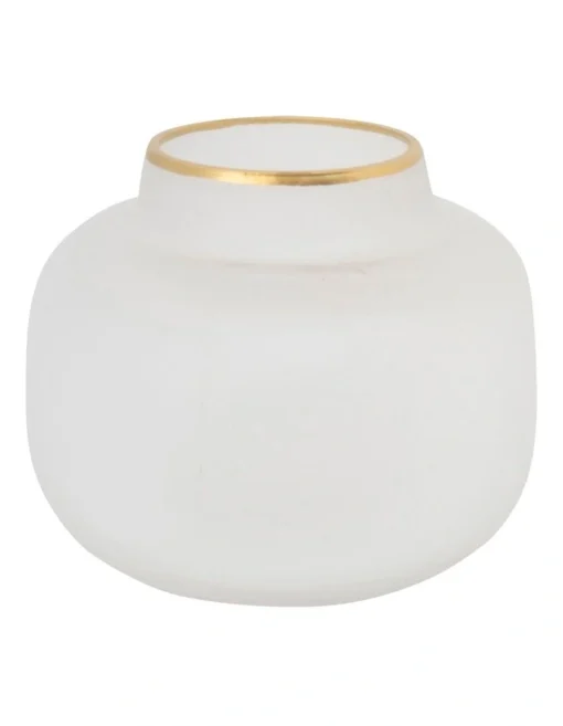 Byron Vase 18.5x15.5cm White/Gold -Home Décor Sales