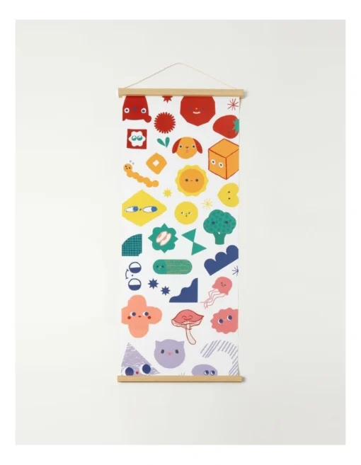 Shapes & Faces Wall Hanging 50x120cm In White/Print -Home Décor Sales